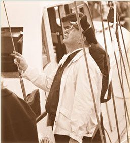 L. Ron Hubbard aboard a ship